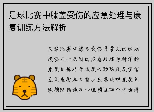 足球比赛中膝盖受伤的应急处理与康复训练方法解析